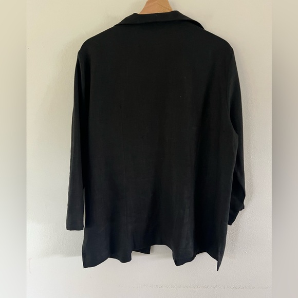 Connie Roberson Black Open Front Collared Linen Lightweight Blazer Size Large‎ - Picture 5 of 8